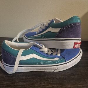 Vans Teal and Purple Low-Top Sneakers